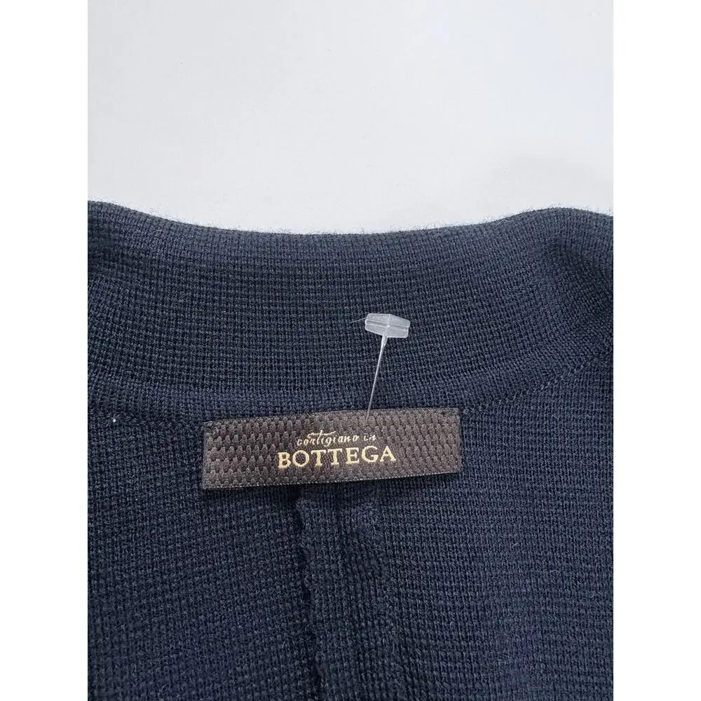 Quiet Luxury European Wool Knit Blazer Cardigan Cortigiano in Bottega Navy Small